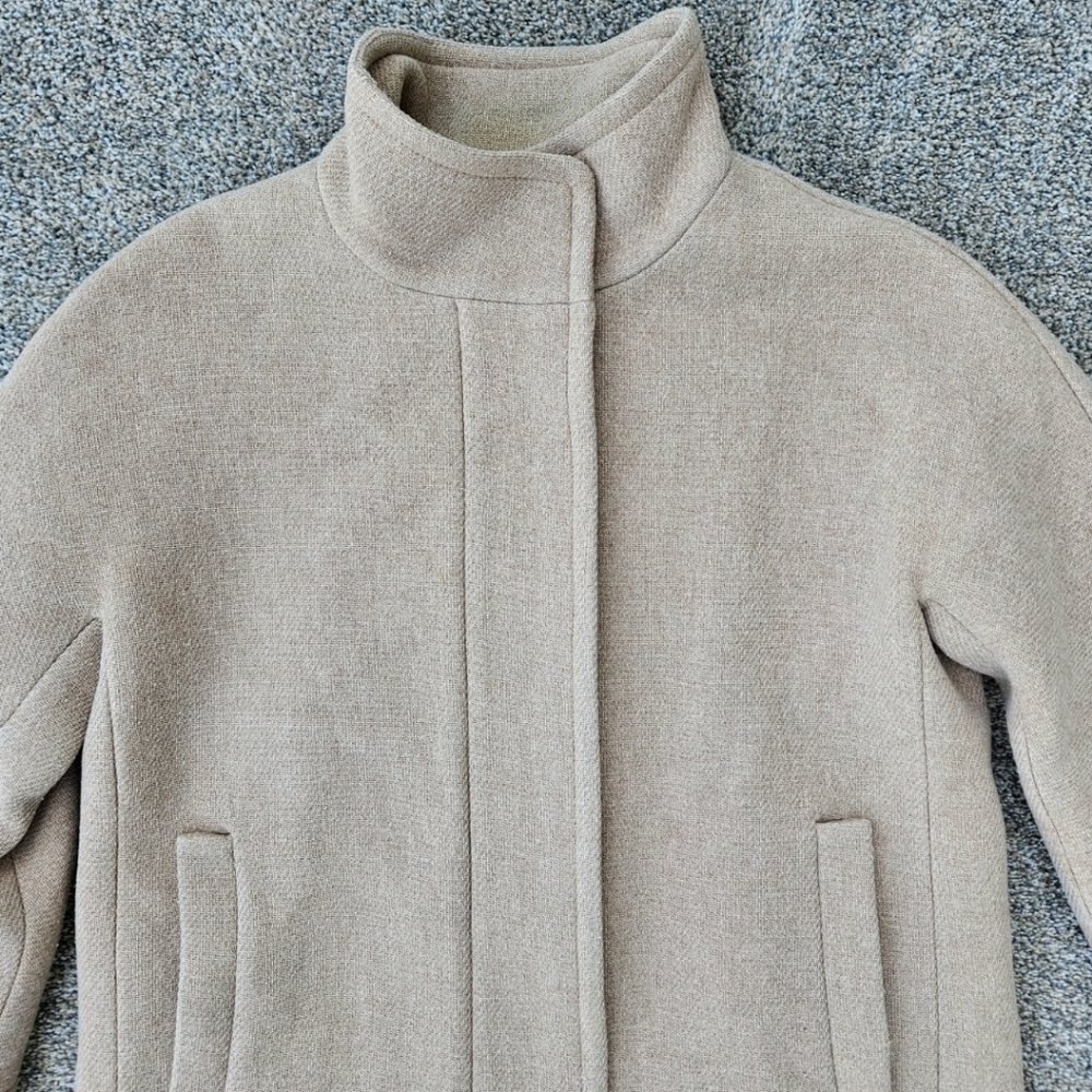 J Crew Stadium Cloth Cocoon Wool Coat Nello Gori Tan Brn Peacoat Womens Size 12 - Picture 3 of 16